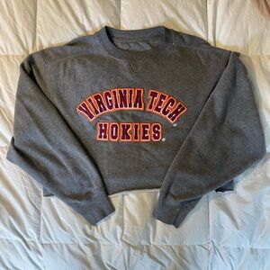 Gray Cropped Virginia Tech Hokies Sweatshirt